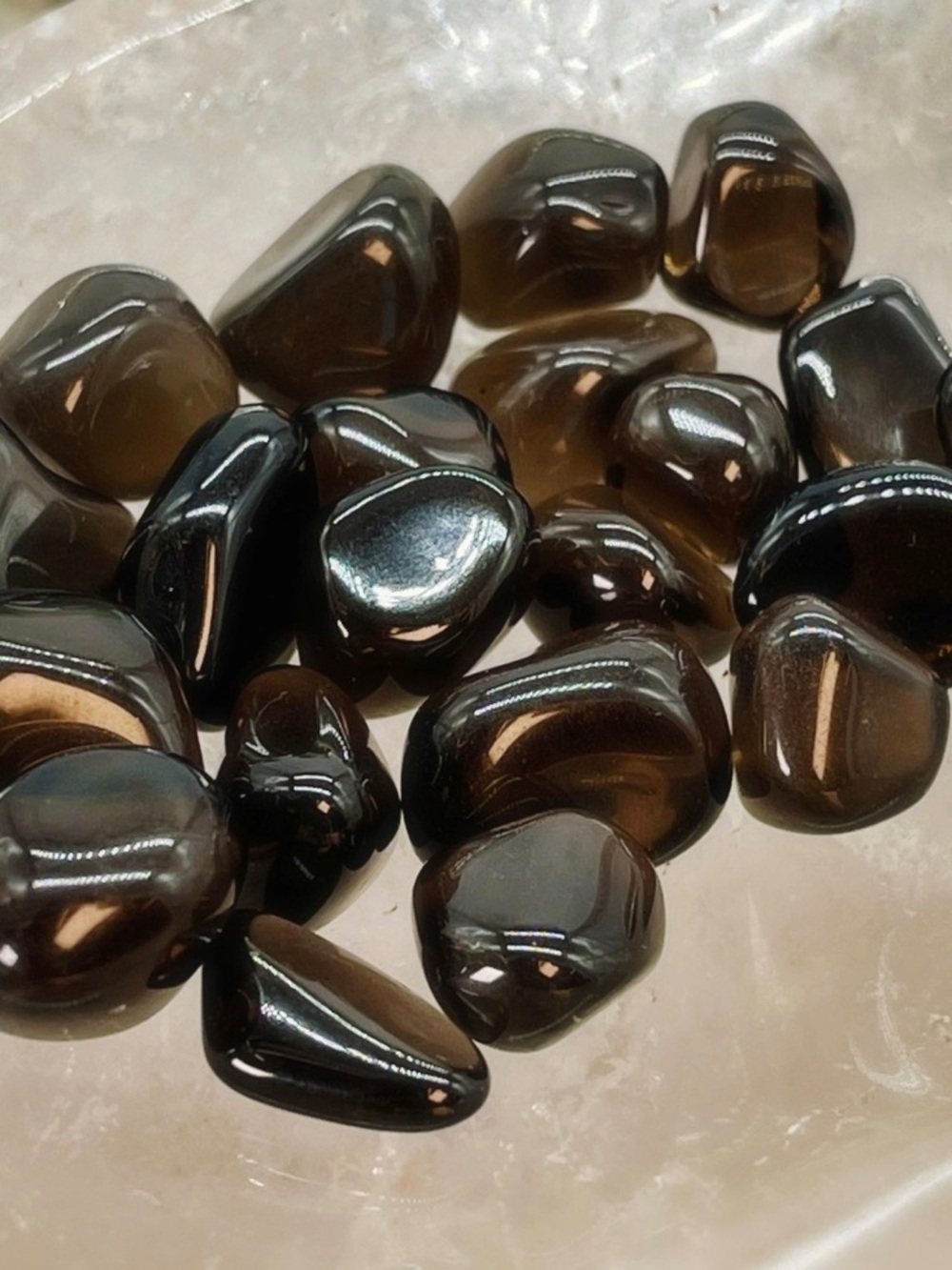 8 Tumbled Apache Tear Obsidian - Polished Smoky Black Stones